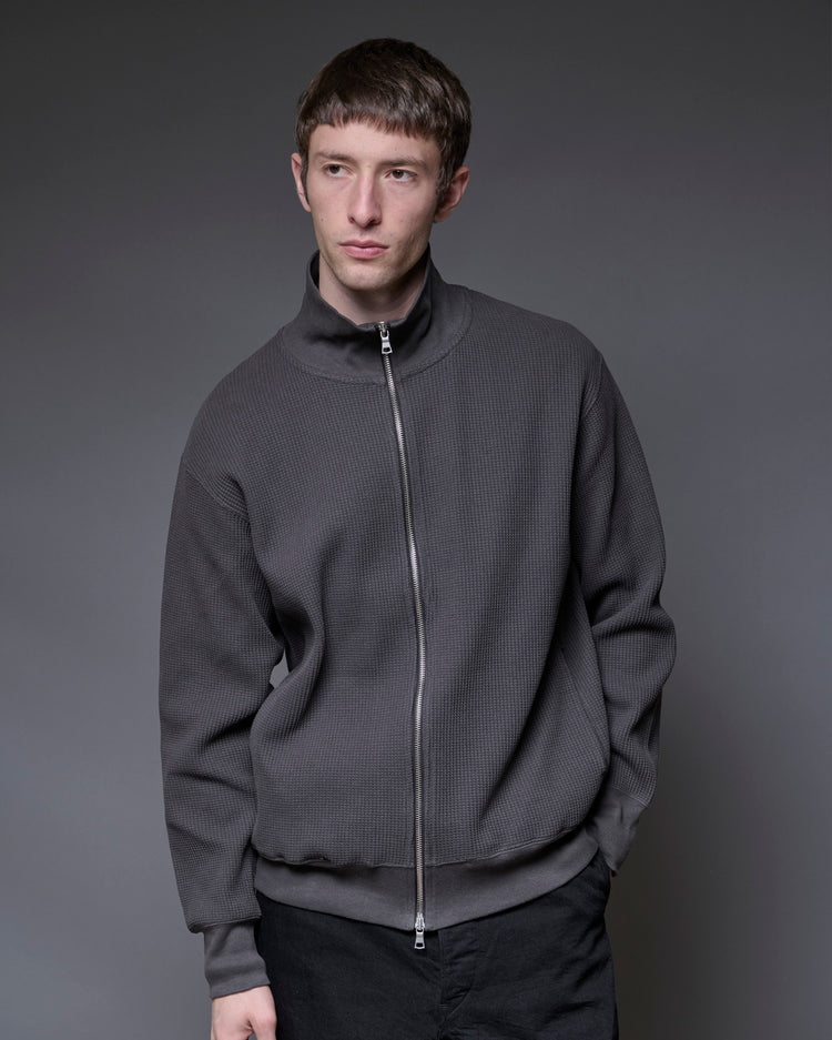 A VONTADE   Big Waffle Drivers Zip Cardigan VTD-0602-CS BLACK
