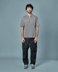 A VONTADE / Compact Border Half Zip Polo SS 9 BLACK*ECRU