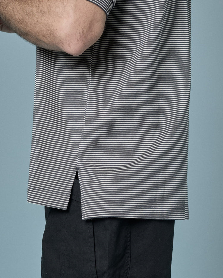 A VONTADE / Compact Border Half Zip Polo SS 9 BLACK*ECRU