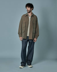 A VONTADE / Compact Border Half Zip Polo SS 1 ECRU*MARINE