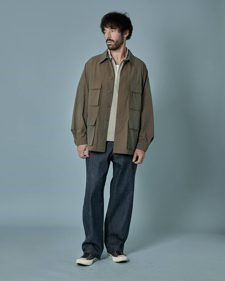 A VONTADE / Compact Border Half Zip Polo SS 1 ECRU*MARINE