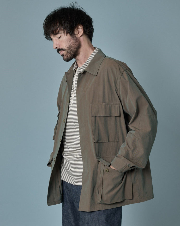 A VONTADE / Compact Border Half Zip Polo SS 1 ECRU*MARINE