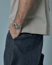 A VONTADE / Compact Border Half Zip Polo SS 1 ECRU*MARINE