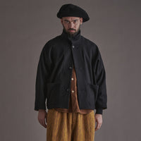 HAVERSACK / 塩縮ネル バンドカラーオーバーシャツ　BLACK