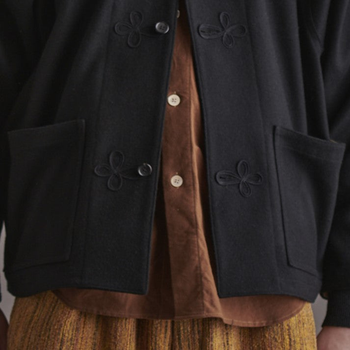 HAVERSACK / 塩縮ネル バンドカラーオーバーシャツ　BLACK