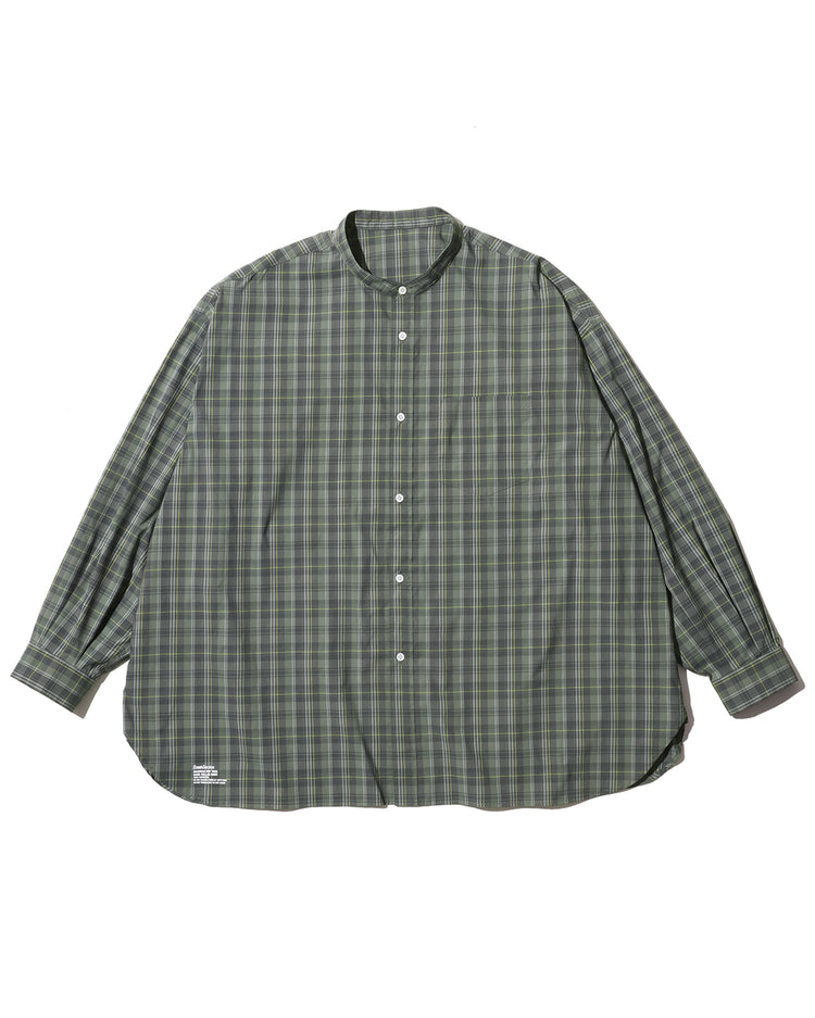 FreshService  MADRAS DRY TECH BAND COLLAR SHIRT  KHAKI