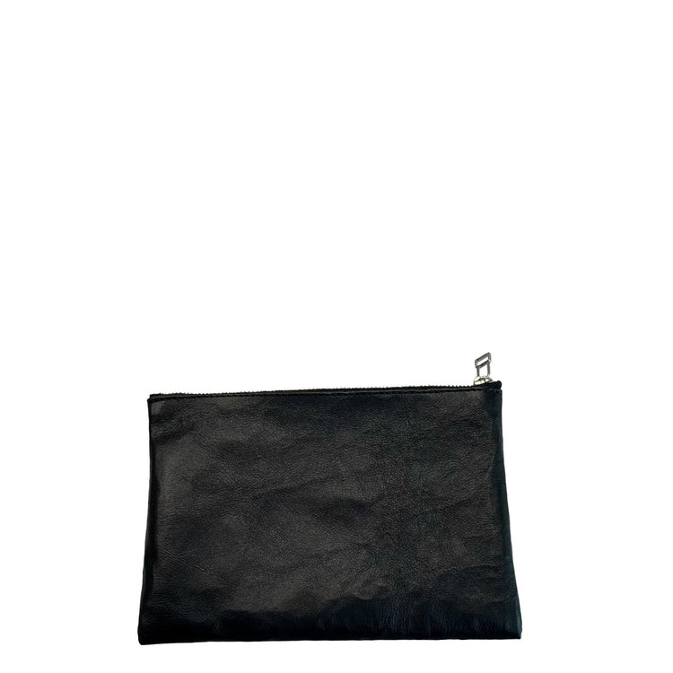 REEL/Flat zip pouch, size: M (Flat zip pouch), BLACK
