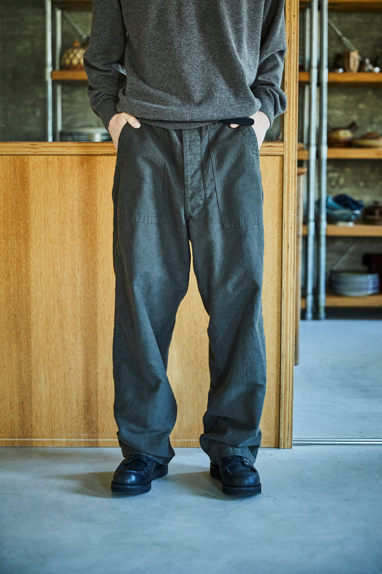 orslow RELAX FIT COTTON LINEN MOLESKIN FATIGUE PANTS CHARCOAL GRAY