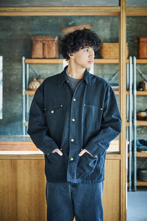 orslow RELAX FIT OXFORD COVERALL BLACK