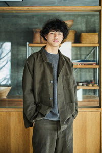 orslow COTTON LINEN MOLESKIN RELAX FIT SIMPLE WORK JACKET COFFEE BROWN