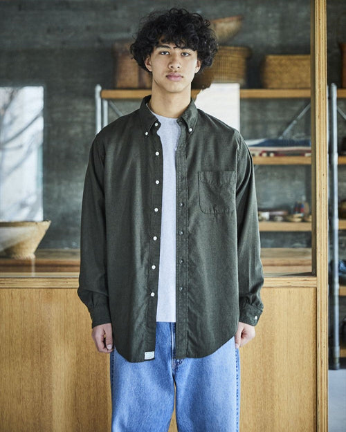 orslow   STANDARD BUTTON DOWN SHIRT SOFT SUBTLY BRUSHED MINI CHECK COFFEE BROWN