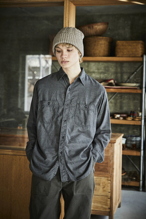 orslow   RELAX FIT MELANGE FLANNEL SHIRT GRAY CHECK 01-8270-160