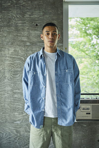 orslow   RELAX FIT STRIPE CHAMBRAY WORK SHIRT 01-8270-181