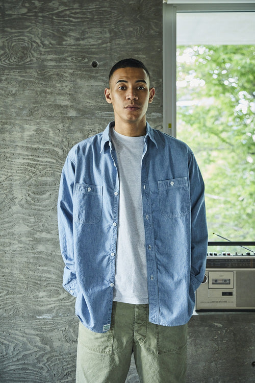 orslow RELAX FIT STRIPE CHAMBRAY WORK SHIRT 01-8270-181