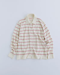 MEYAME   BORDER COTTON KNIT CARDIGAN WHITE