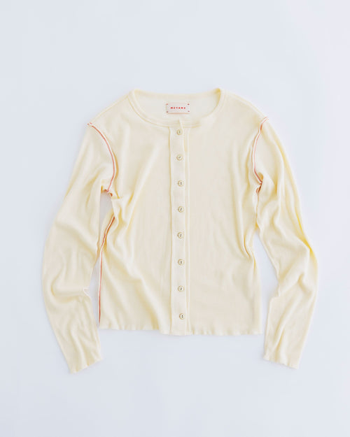 MEYAME SOFT RIB SIDE STITCH CARDIGAN MEY-2335 CREAM