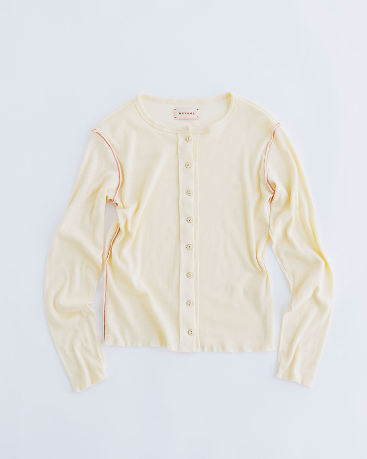 MEYAME   SOFT RIB SIDE STITCH CARDIGAN MEY-2335 CREAM