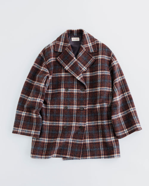 MEYAME  WOOL CHECK DOUBLE COAT