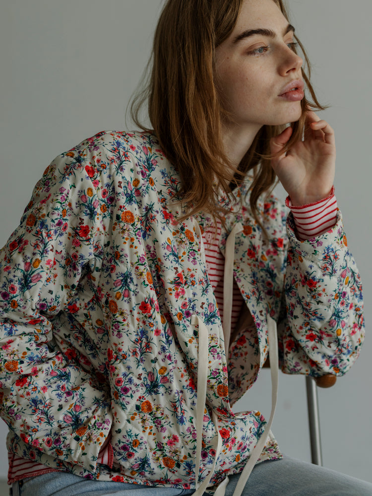 MEYAME FLOWER QUILTED JACKET MEY-2508 WHITE