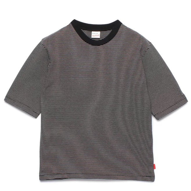 Healthknit / ナローボーダー　クルーネック半袖Tシャツ Women'S BLACK*NATURAL