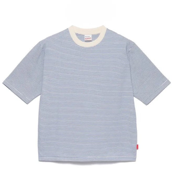 Healthknit / Narrow Border Crew Neck Short Sleeve T-Shirt Women's Natural Blue 