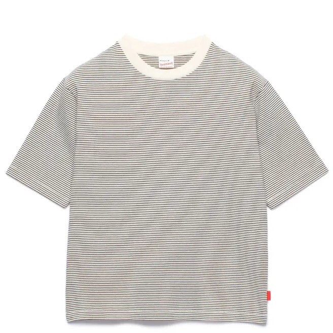 Healthknit / ナローボーダー　クルーネック半袖Tシャツ Women'S NATURAL*BLACK