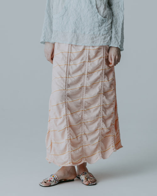 MEYAME TUCKED JACQUARD BORDER SKIRT MEY-2432 PINK