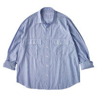 PORTER CLASSIC / ROLL UP STRIPE SHIRT BLUE