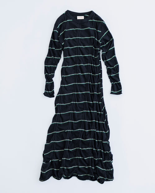 MEYAME   TUCKED JACQUARD BORDER DRESS BLACK