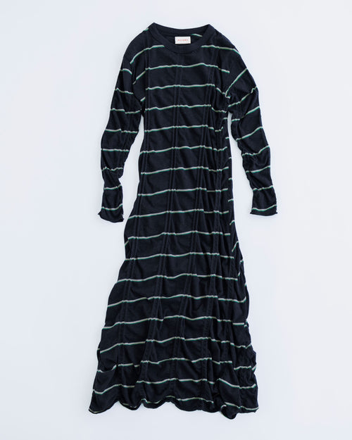 MEYAME   TUCKED JACQUARD BORDER DRESS MEY-2230 BLACK