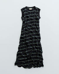 MEYAME　TUCKED JACQUARD BORDER SLEEVELESS DRESS MEY-2403 BLACK