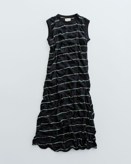 MEYAME　TUCKED JACQUARD BORDER SLEEVELESS DRESS MEY-2403 BLACK