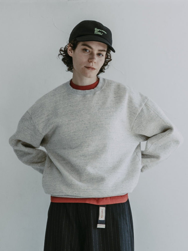 MEYAME  SWITCHING PATTERN SWEAT (BRUSHED LINING) HEATHER GREY