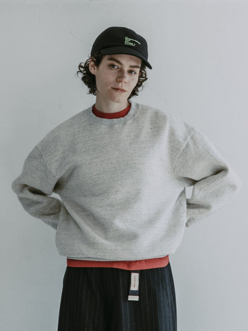 MEYAME SWITCHING PATTERN SWEAT (BRUSHED LINING) HEATHER GRAY
