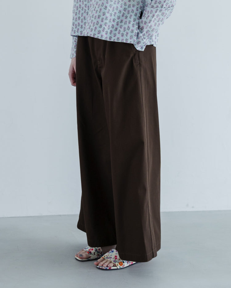MEYAME  SIDE LINE WIDE PANTS BROWN