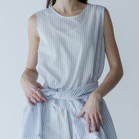 MEYAME / LIGHT COTTON STRIPE SLEEVELESS BLUE