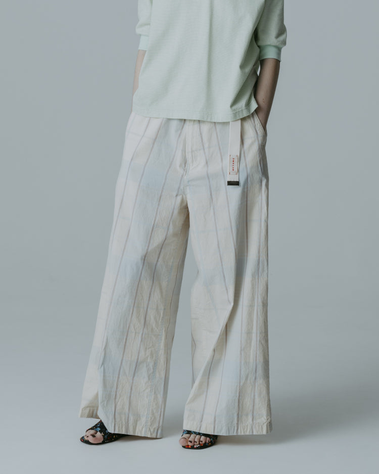 MEYAME  CHECK SIDE LINE WIDE PANTS MEY-2423 LIGHT YELLOW