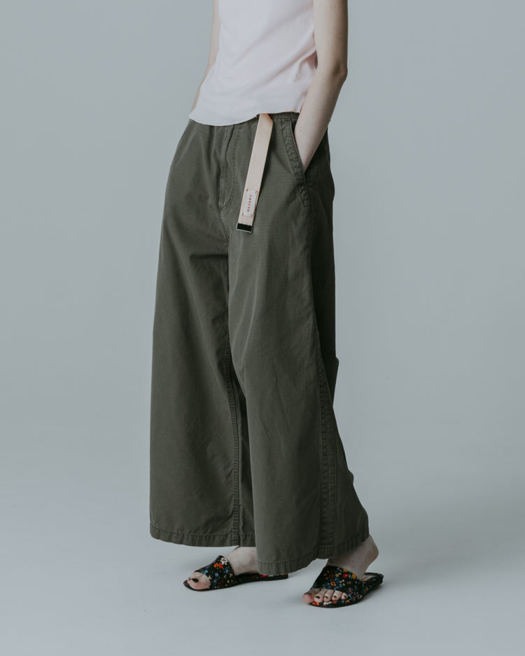 MEYAME  LIGHT RIP STOP SIDE LINE WIDE PANTS MEY-2422 OLIVE