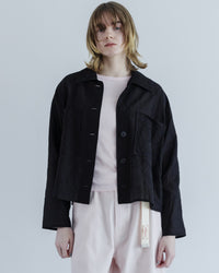 MEYAME  COTTON SILK SHORT JACKET MEY-2314 BLACK