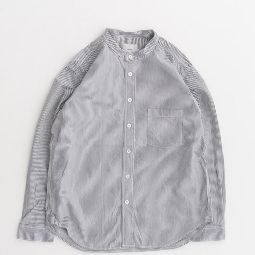 RINEN / 80/2 Downproof Stand Collar Shirt 71. Stripe White x Navy