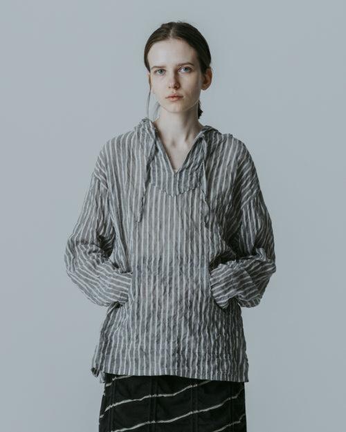 MEYAME STRIPED LIGHT PARKA MEY-2430 BLACK