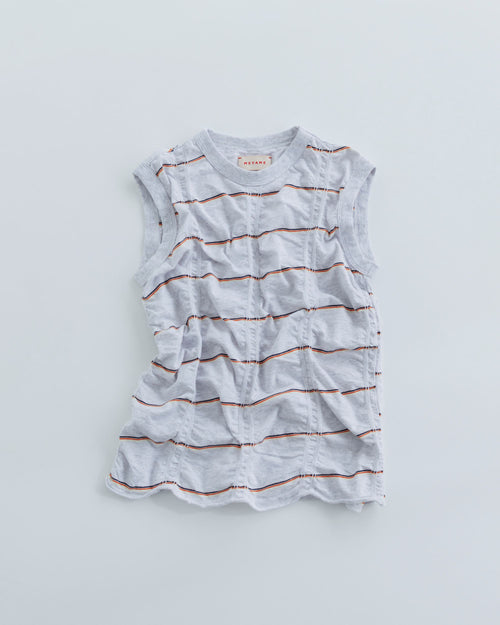 MEYAME　TUCKED JACQUARD BORDER SLEEVELESS MEY-2404 HEATHER GREY