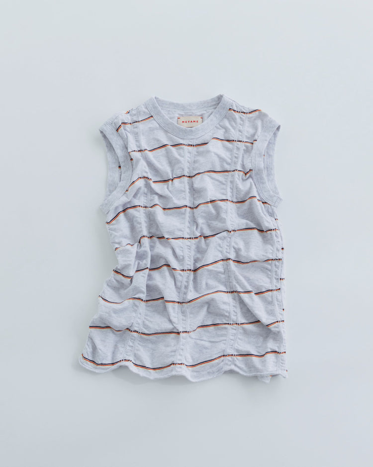 MEYAME　TUCKED JACQUARD BORDER SLEEVELESS MEY-2404 HEATHER GREY