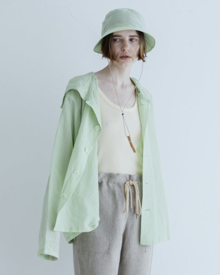 MEYAME  COTTON SILK HOODED JACKET GREEN