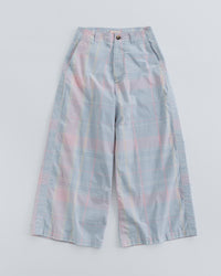MEYAME  CHECK SIDE LINE WIDE PANTS MEY-2423 LIGHT BLUE