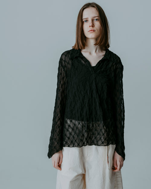 MEYAME LACE SKIPPER BLOUSE MEY-2418 BLACK