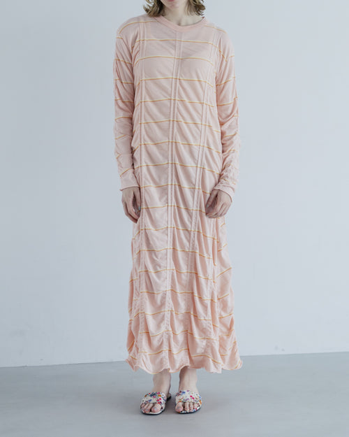 MEYAME   TUCKED JACQUARD BORDER DRESS PINK