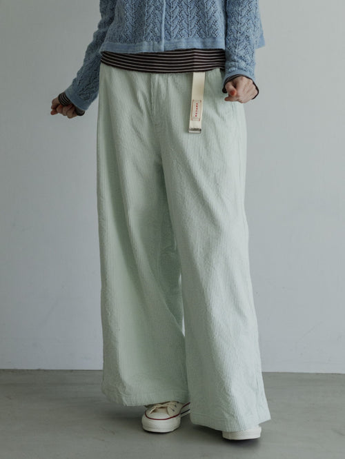 MEYAME CORDUROY SIDE LINE WIDE PANTS MEY-2518 LIGHT GREEN