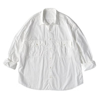 PORTER CLASSIC / ROLL UP STRIPE SHIRT WHITE