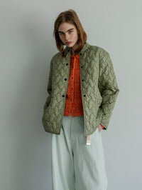 MEYAME REVERSIBLE QUILTED JACKET MEY-2509 OLIVE×BLACK